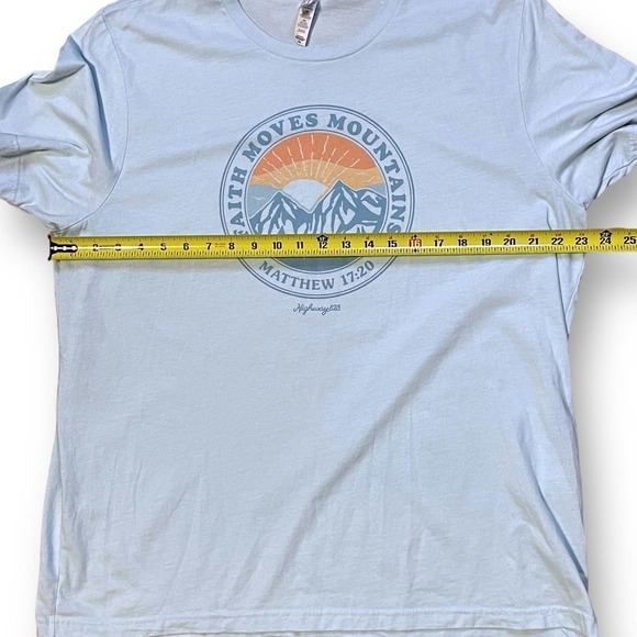 Bella Canvas Blue Faith Moves Mountains T-Shirt Jesus Tee Size 2XL - Picture 4 of 7